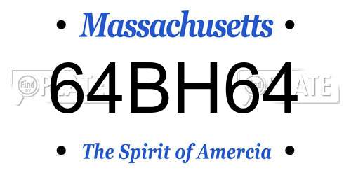 64BH64 Massachusetts License Plate