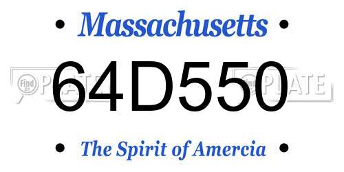 64D550 Massachusetts License Plate