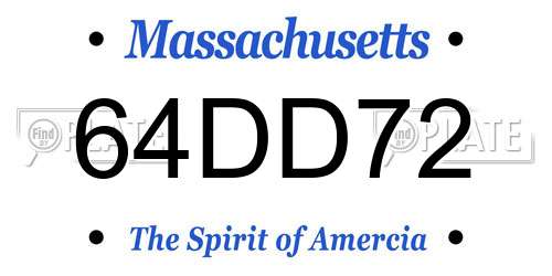 64DD72 Massachusetts License Plate