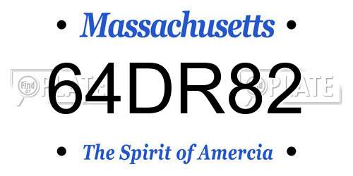 64DR82 Massachusetts License Plate