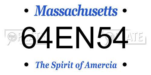 64EN54 Massachusetts License Plate