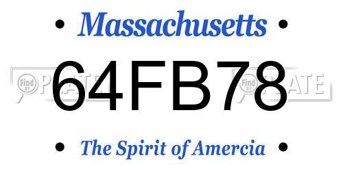 64FB78 Massachusetts License Plate