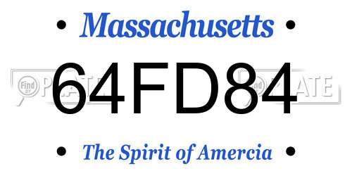 64FD84 Massachusetts License Plate