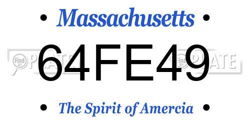 64FE49 Massachusetts License Plate