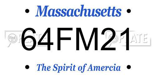 64FM21 Massachusetts License Plate