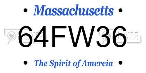 64FW36 Massachusetts License Plate