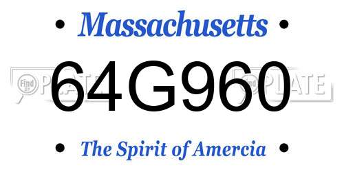 64G960 Massachusetts License Plate