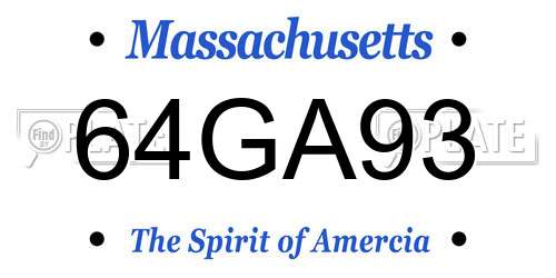 64GA93 Massachusetts License Plate
