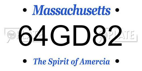 64GD82 Massachusetts License Plate