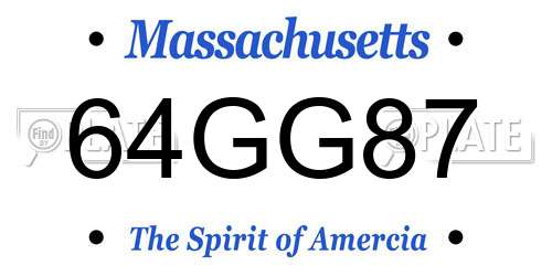 64GG87 Massachusetts License Plate