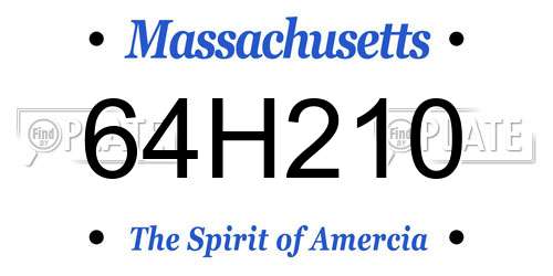 64H210 Massachusetts License Plate