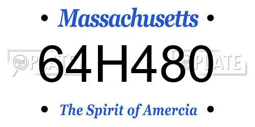 64H480 Massachusetts License Plate