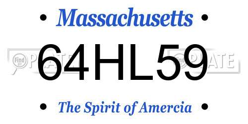 64HL59 Massachusetts License Plate
