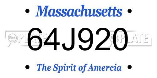64J920 Massachusetts License Plate