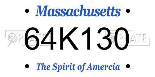 64K130 Massachusetts License Plate