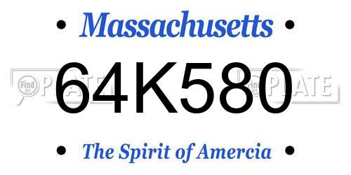64K580 Massachusetts License Plate
