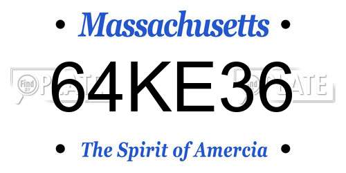 64KE36 Massachusetts License Plate