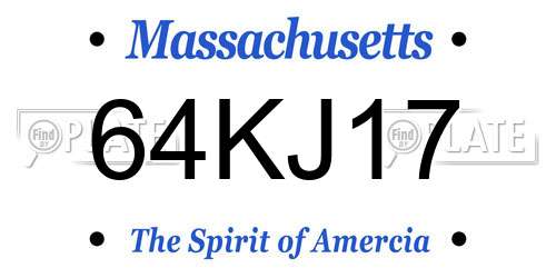 64KJ17 Massachusetts License Plate