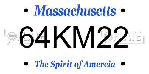 64KM22 Massachusetts License Plate
