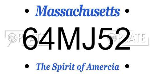 64MJ52 Massachusetts License Plate