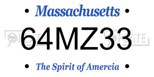64MZ33 Massachusetts License Plate