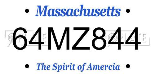 64MZ844 Massachusetts License Plate