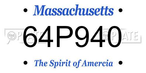 64P940 Massachusetts License Plate