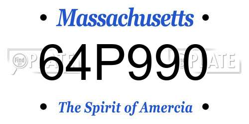 64P990 Massachusetts License Plate