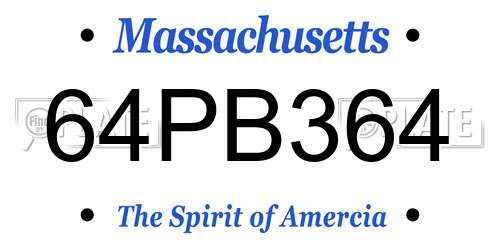 64PB364 Massachusetts License Plate