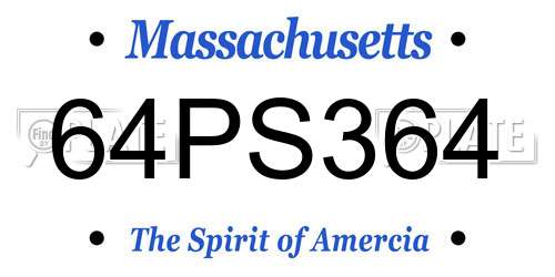 64PS364 Massachusetts License Plate