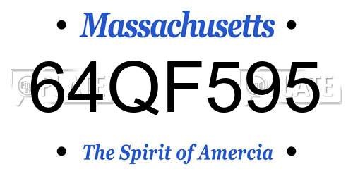 64QF595 Massachusetts License Plate