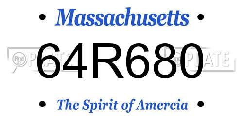 64R680 Massachusetts License Plate