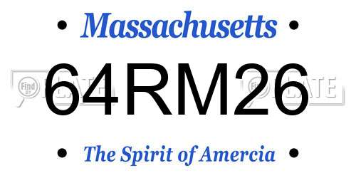 64RM26 Massachusetts License Plate