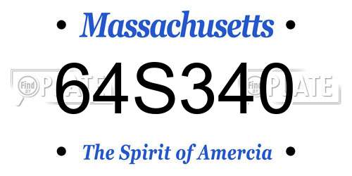 64S340 Massachusetts License Plate