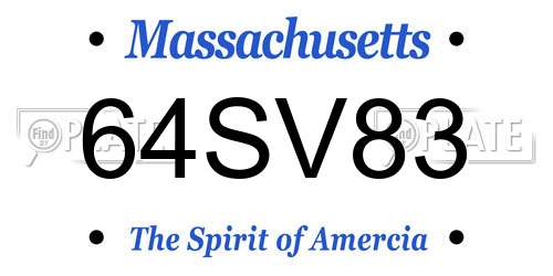 64SV83 Massachusetts License Plate