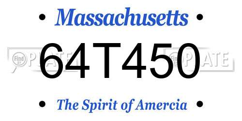 64T450 Massachusetts License Plate