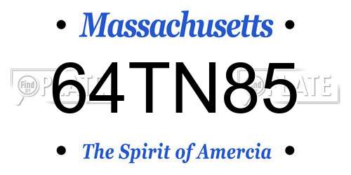 64TN85 Massachusetts License Plate
