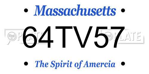 64TV57 Massachusetts License Plate