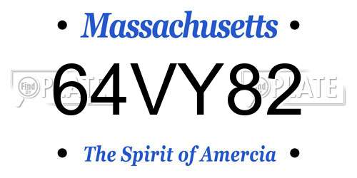 64VY82 Massachusetts License Plate