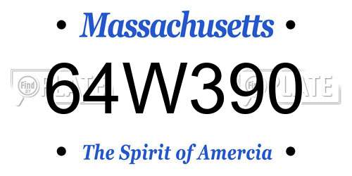64W390 Massachusetts License Plate