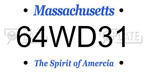 64WD31 Massachusetts License Plate