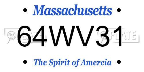 64WV31 Massachusetts License Plate