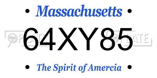 64XY85 Massachusetts License Plate