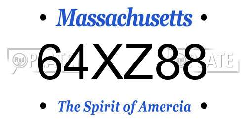 64XZ88 Massachusetts License Plate