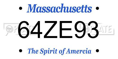64ZE93 Massachusetts License Plate