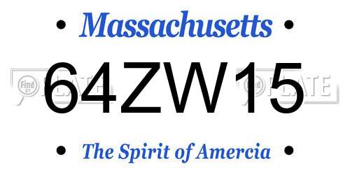 64ZW15 Massachusetts License Plate