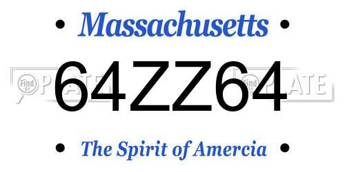 64ZZ64 Massachusetts License Plate