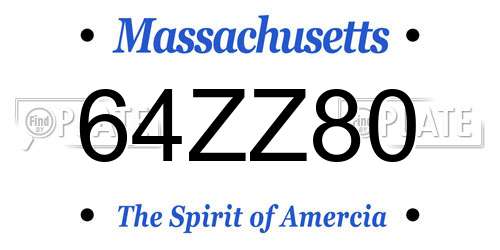 64ZZ80 Massachusetts License Plate