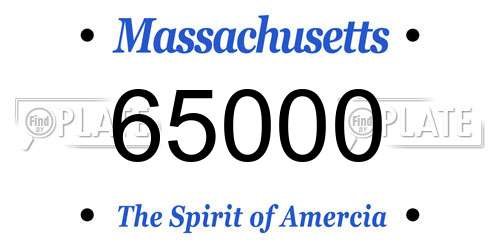65000 Massachusetts License Plate