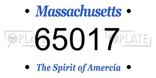 65017 Massachusetts License Plate